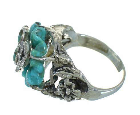 Turquoise And Silver Southwestern Flower Dragonfly Ring Size 6-1/4 YX68966